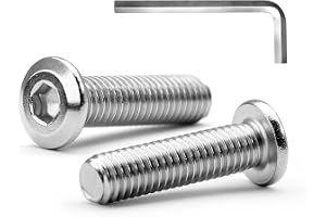 MINHER M6 x 30 mm 10 st platt huvud sexkant infällda skruvar bultar, möbelbultar, rostfritt stål A2 V2A, full gänga (med insexnyckel)