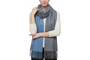 PFLife Sciarpa Lana Donna 200×70 cm Effetto Cachemire Calda Morbida Oversize Reversibile Con Frange Scatola Regalo