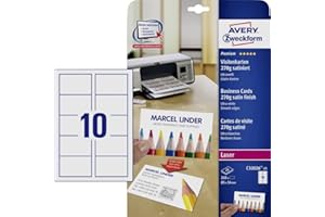 AVERY ZWECKFORM Avery C32026-25 dwustronne satynowe wykończenie wizytówki, 10 kart na arkusz A4