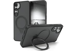 EAZY CASE - Qi Charging Handyhülle für Galaxy S25 Plus kompatibel mit Qi Charging Hülle mit Ständer kompatibel mit Galaxy S25 Plus Hülle mit 360° Ring & Magnetfunktion zum Aufstellen Cover Schwarz
