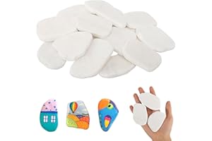 prota 15 Stück Steine zum Bemalen, 5-8 cm Glatte Große Kieselsteine, Flache Kieselsteine zum Basteln Weiße Kies Dekosteine Strand Kiesel Garten Kieselsteine für Bunte Malerei Dekoration