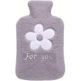 SICAK SU TORBASI PELUŞ PAPATYA DESENLİ GRİ 21x13,5x2cm 500 ml