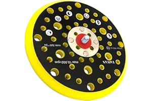Amazleer Plateau Ponceuse à 52 trous, Base de ponçage de 150 mm, Disque de Ponçage Compatible avec La Ponceuse Mirka CEROS DEROS à Filetage 5/16 (Jaune, 6 pouces, 8, Épais)