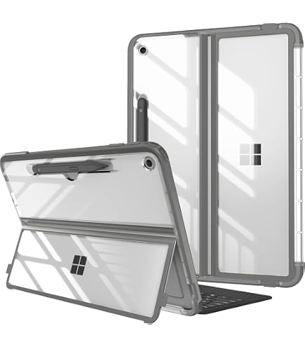 Gerutek Cover per Microsoft Surface Pro 12 Pollici 2025, Nero | Custodia Robusta Antiurto con [Supporto Girevole a 360° e Cinturino da polso] [Tastiera Installabile