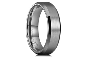King Will Silver/Black/Gunmetal Grey Promise 6MM/7MM/8MM Wedding Band For Men Tungsten Carbide Ring Comfort Fit Beveled Edges/Step Edges