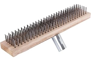 SHPUUYY Brosse À Balai Métallique | Brosse Rigide De 30 Cm avec Manche en Bois | Brosse À Récurer Les Sols en Acier Inoxydable | Réutilisable, Balai en Fil d'acier | pour Enlever La Mousse du Jardin