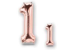 FUNXGO Globo Numero 1 Oro Rosas - Numero 1 Globo Cumpleaños años - número 1 Cumpleaños años Globo Oro Rosas - Globo Numero 1 gigante - Decoracion 1 Cumpleaños años - Globo 1 Oro Rosas