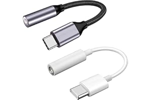 iJiGui USB C to Jack Adapter for 3.5mm Headphones, Pack of 2 USB Type-C to AUX Adapter Female 3.5mm, Compatible with Galaxy S21 S21+Note20 S20 Ultra, Huawei, Xiaomi, MacBook