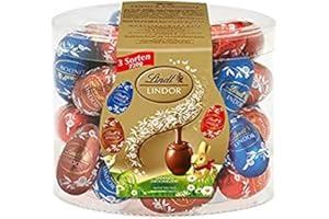 ‎LINDT Lindt Schokolade LINDOR Eier | 720 g | Ca. 40 LINDOR Eier mit zartschmelzender Füllung in den Sorten Milch, Nuss, Feinherb | Oster Schokolade | Schokoladengeschenk | Ostereier | Schokoeier