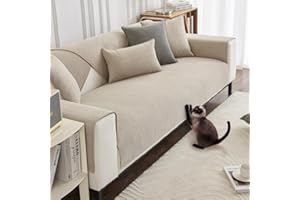 ‎DUJUIKE DUJUIKE Sofabezug L Form, Sofabezug 3 Sitzer 2 Sitzer, Rückenlehnenbezüge, Sofa Überzug Ecksofa, Couchbezüge, Chenille Sofaüberwurf mit Fischgrätenmuster, Kratzfest, Waschbar (Weiß,90x160cm)