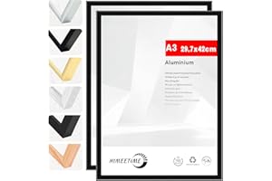 HIMEETIME® 2x Cornice A3 30x42 cm, Cornice nero in metallo,Cornice per documenti 29,7x42 cm Collage grande,Cornice in metallo Cornice in alluminio,Cornice per quadri A3 Cornice per foto
