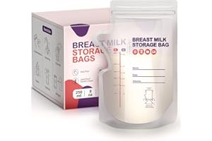 derimkcoa 200 Stück Muttermilch Aufbewahrung,250ml BPA-frei Muttermilchbeutel bag, Milchaufbewahrungsbeutel zum Stillen, Selbststehender, Kann Eingefroren Werden, Platzsparendes