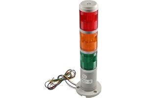 Othmro Bombilla de advertencia industrial de la torre de la señal de la lámpara de plástico partes electrónicas intermitentes sin sonido, rojo, verde, amarillo, 24 V, 3 W, 1 unidad