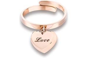 pengjin Anello da donna placcato argento con ciondolo a forma di stella, anello regolabile hip-hop, per compleanno, Natale