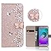 Price comparison product image Glitter Wallet Case for Galaxy J5 2016,Xifanzi Galaxy J5 2016 Gold Glitter Luxury Magnetic Bling Glitter PU Leather Flip Case Wallet Plating Back Protective Bumper Cover For Samsung Galaxy J5 2016 ,Kickstand ,Magnetic , Book style,3D Diamond Butterfly Flowers Wallet Buckle Protective Cell Phone Cases for Samsung Galaxy J5 2016/J510