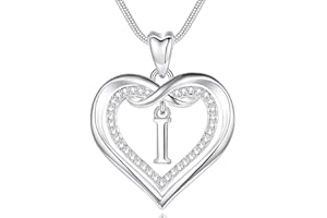 EUDORA Harmony Ball Collar del Nombre Inicial de Corazón para Mujer, Colgantes Inicial Collares A-Z Alfabeto, Plateado Joyería con Letras Original Regalo para Mujer Madre Hija Hermanas Niña, 50,8CM