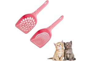 DHWEKU 2 Pezzi Paletta per Lettiera Gatto,Paletta per Lettiera per Gatti in Plastica, Pala Setaccio per Lettiera,Plastica Strumento di Pulizia per Sabbia di Gatti,Rosa,per Pulizia della Lettiera