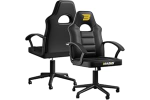 BraZen Ergonomic Office Gaming Chair for Adults Computer Adult Gaming Chair PC Black Mid Back Computer PC Ergonomic Video Gamer Chairs For Adults - Valor Black