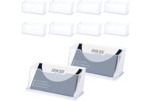 FENGQ Visitenkartenhalter, 10 Stück Visitenkartenständer Klarer, visitenkarten halter, für Büro Schreibtisch, 70 Karten Kapazität