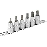 DAKCOS 1/2 Inch Socket Set of 6 for Torx Star, T-Star T30 - T60 | Star Sockets, Socket Kit Cr-V Drill Bit Alloy Steel S2