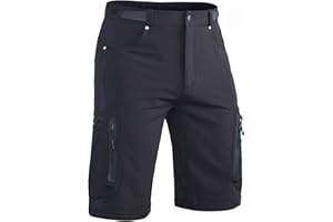 Hiauspor Kurze Hosen Herren, Leichte Wanderhose Atmungsaktiv Schnelltrocknen Cargo Bermuda Shorts Elastische Radlerhose MTB Fahrradhose Outdoorhose Sport Radhose Sommer mit 6 Taschen