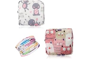JYNXOR 2 Pcs Bolsa para Guardar Compresas, Neceser compresas, Bolsa de Almacenamiento Reutilizables con Cremallera,Bolsa de Menstruación Sanitarias Adorable,Bolsa de Períodos Portátil de Niñas Mujeres