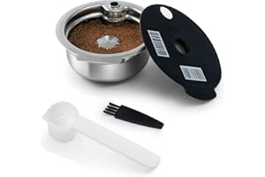 HAILASRE acier inoxydable dosettes Tas*simo réutilisables avec code-barres lisible Filtre à capsules de café rechargeables pour machine Tas simo (220ml)