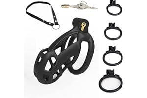SeLgurFos Cobra-B1 cinturón de castidad cinturón de jaula de pene 4 anillos de pene masculino-jaula de castidad Bondage juguetes sexuales (short)