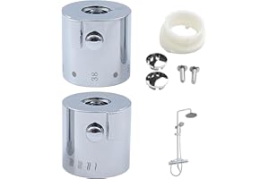 SMELEYOU Thermostatic Control Handles 1 Pair Thermostatic Shower Mixer Knob Chrome Finish Shower Temperature Control Handle Knob for Bathroom Washroom