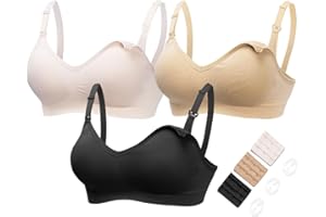 HOFISH Schwangerschafts- und Still-BH (Mehrfachpack) – Nahtloses Schlaf-Bralette ohne Bügel mit zusätzlichen BH-Verlängerungen & Clips