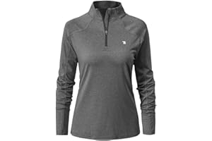 donhobo Damen Sport Shirt Langarm T-Shirt Schnelltrocknend Gym Yoga Fitness Training Laufshirt mit 1/4 Reißverschluss