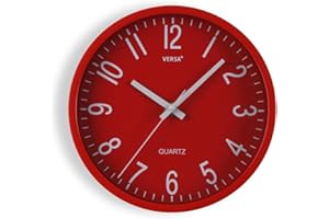 Versa Raven Horloge Murale Silencieuse et Décorative, pour Cuisine, Salon ou Salle à Manger - Facile à Lire, Dimensions (H x L x L) 20 x 4,3 x 20 cm, Polypropylène, Rouge
