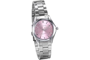 JewelryWe Uhren Damen Edelstahl Damenuhr - Elegant Analog Quarz Armbanduhr Frauen Woche Datum Kalender 30m wasserdichte Uhr mit Edelstahl Armband und Leuchtzeiger