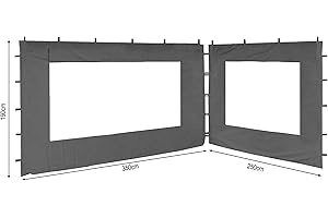 QUICK STAR 2 Seitenteile 250x190cm 350x190cm für Pavillon Nizza 3x4m Seitenwand Grau