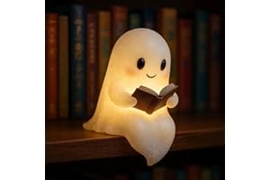 Hailmkont Niedliche Geister-Leselampe, Ghost Reading Book Lamp, Halloween Deko Led Geist Lampe, 3D-LED-Geister Statue Nachtlicht, Halloween Niedliche Ghost für Leser und Buchliebhaber (1P 22CM)