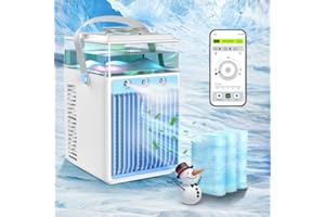 TIPTOP HOME Aire Acondicionado Portátil, 800ML Mini Enfriador de Aire Portátil con Control de Aplicación,4 en 1 USB Recargable con 6 Cajas de Hielo, Mini Aire Acondicionado para el Hogar, Oficina