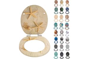 SINOBATH Abattant WC, noyau en bois MDF, robuste, avec système d'abaissement automatique, montage facile, couvercle de WC