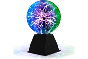 Dorlink Sfera al Plasma da 8 Pollici, lampada al plasma a Tre Colori Sensibile al Tocco e al Suono, Lampada Plasma Nebulosa per Bambini, Ideale per Camera da Letto,Natale, Casa e Feste,Bambini