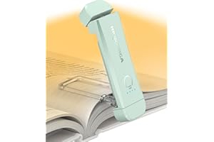 HIONXMGA USB Rechargeable Book Light,Reading Light Clip on Book,3 Colours & Stepless Dimming,Portable & Flexible,Reading Lamp for Books in Bed at Night,Perfect for Booklovers and Kids,Mint