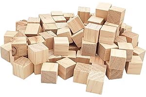 ANKTILY Wooden Cubes 2cm/100pcs,Unfinished Square Wood Blocks Natural Wooden Blocks for Crafts, Carving and DIY Projects
