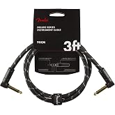 Fender Deluxe Series Instrument Cable Black Tweed - 90cm Enstr&uuml;man Kablosu | Elektro gitar kablosu, 90 &deg; a&ccedil;ılı konnekt&ouml;r, pro