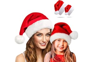 Beetop Erwachsene Weihnachtsmütze + Kinder-Weihnachtsmütze, Weihnachtsmannmütze Nikolausmütze Plüsch Rand Rot Santa Mütze Partymütze aus Plüsch Für Kinder Und Erwachsene