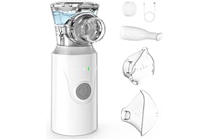 Inhalationsgerät, MILFECH Inhaliergeräte tragbar Vernebler Set Mit USB Wiederaufladbar, Einstellbarer Sprühnebel, Inhalator Verneblergerät mit Mundstück und 2 Maske (Weiß)