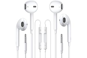 CELLWORLD 2 Pack Écouteurs Filaires Stéréo à Isolation Sonore Jack 3,5 mm avec Contrôle du Volume du Microphone, Écouteurs Intra-Auriculaires pour Samsung Huawei MP3, PC, iPod, Android, etc.