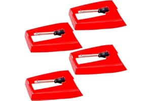 BLMHTWO 4Pcs Record Player Needle, Ruby Tip Turntables Stylus, Turntable Replacement Needle Victrola Needle for Vinyl Record Player(Red)