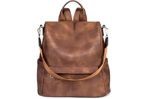 CLUCI Sac à dos tendance en cuir pour femme, Marron bicolore. (Marron) - 1765341031