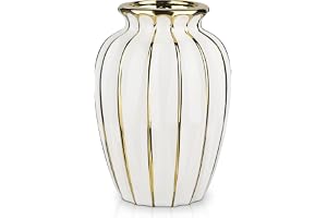 Oairse Modern vas för blommor 20 cm guld vit keramisk blomvas för dekorativ bröllopsfest hemvaser inredning bord bordsuppsats