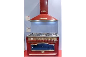 Kaiser Empire Set/Kaiser A 9315 RotEm Dunstabzugshaube 90 cm Gas Elektro Standherd Kaiser HGE 93555 RotEm/Elektro Backofen /8 Funktionen/Selbstreinigung/Drehspieß/Kaminhaube/Wandhaube