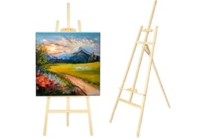 CHELY INTERMARKET Caballete Madera 120 CM Natural Caballete Plegable Para Pintura Lienzo Profesional Artistas Niños Adultos Acrílico Óleo Acuarela Trípode Soporte Portátil Estudio Manualidades