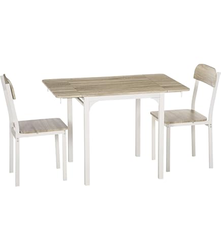 Bealife Eettafel, 3-delige set, keukentafel met 2 banken, ruimtebesparend, stabiel stalen frame, 3-delig, in hoogte verstelbare tafelpoten, onderhoudsvriendelijk oppervlak, voor eetkamer en keuken